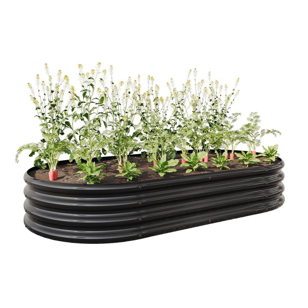 70.86 in. x 35.43 in. x 11.42 in. Oval Large Galvanized Steel Raised Bed fo