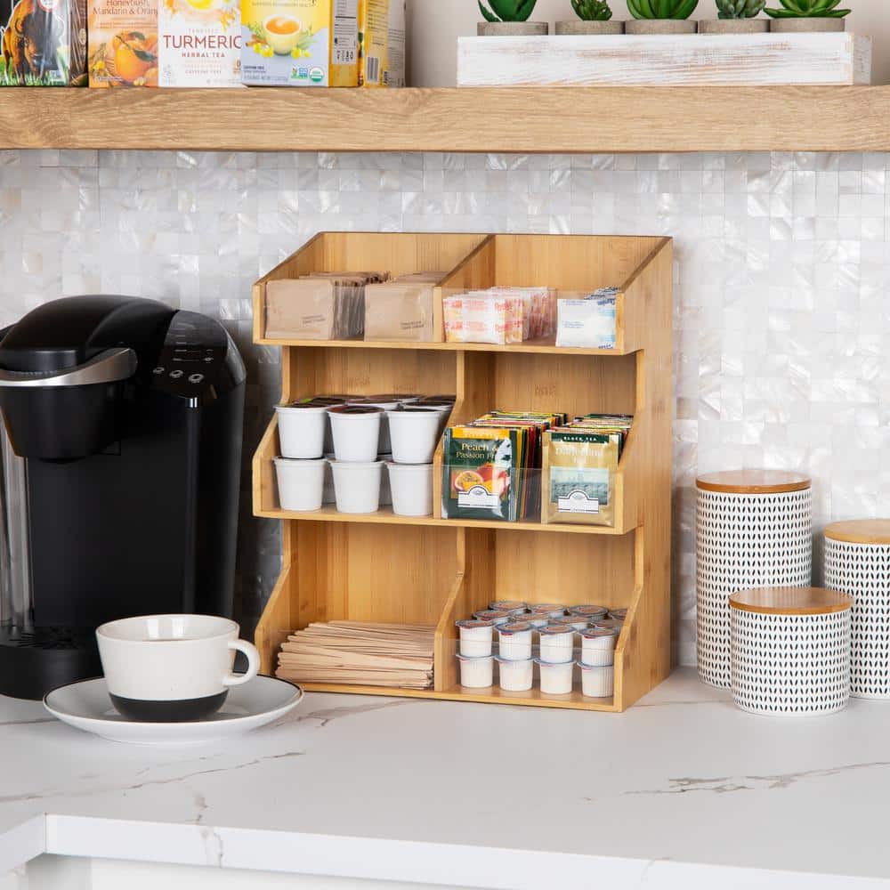 Mind Reader Mind Reader Coffee Pod Condiment Station, Countertop Organizer, Kitchen, Rayon from Bamboo, 13"L x 6.25"W x 15.25"H, Brown