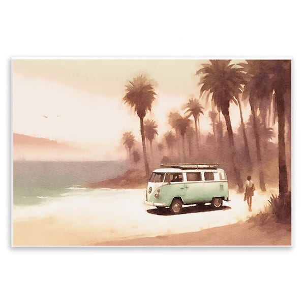 Stupell Industries Peaceful Beach Travel Van by Noah Bay Unframed Coastal Graphic Art Print 10 in. x 15 in.