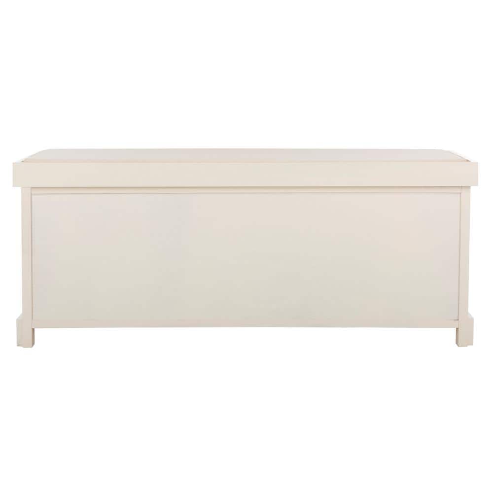 White Pine Storage Bench with Wicker Baskets and Cushion