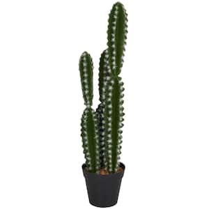 23 in. H Cactus Artificial Plant with Realistic Leaves and Black Round Pot