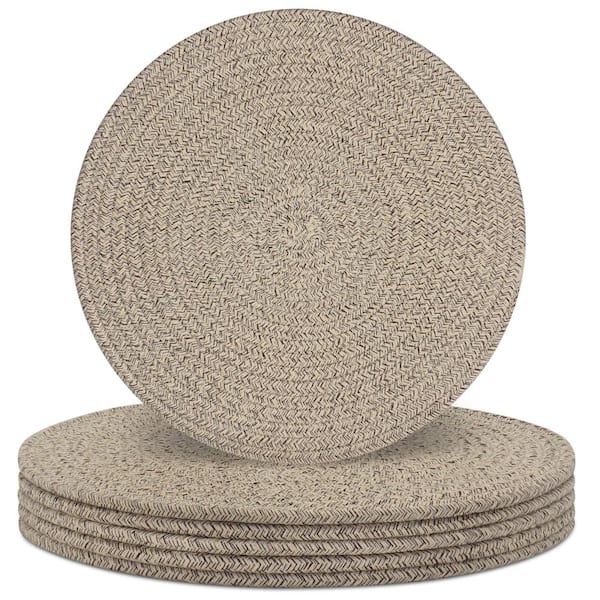 13 in. Round Brown Cotton Rope Woven Placemats, Heat Resistant Non-Slip Table Mats for Kitchen Dining, Set of 6