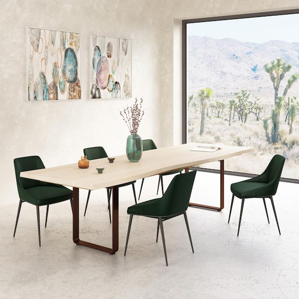 Dominique Industrial White Solid Mango Wood 118 in. Sled Base Rectangle Dining Table, (Seats-10)