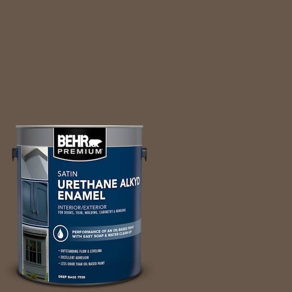 BEHR PREMIUM 1 gal. #PPU5-18 Chocolate Swirl Urethane Alkyd Satin Enamel Interior/Exterior Paint