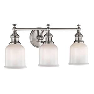 Palermo 3-Light Satin Nickel Sconce with Opal Glass