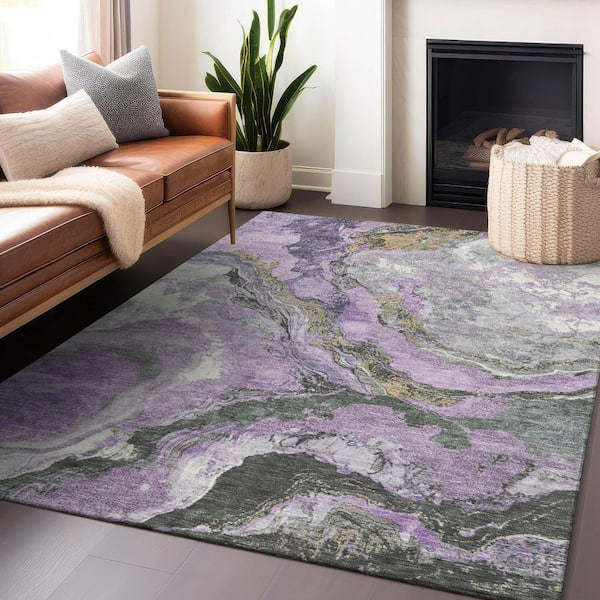 Chantille Machine Washable Indoor/Outdoor Abstract ACN1908 Lavender 8 ft. x 10 ft. Accent Rug