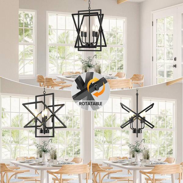 Magic Home Rotalable 4-Light Vintage Black Modern Industrial Semi
