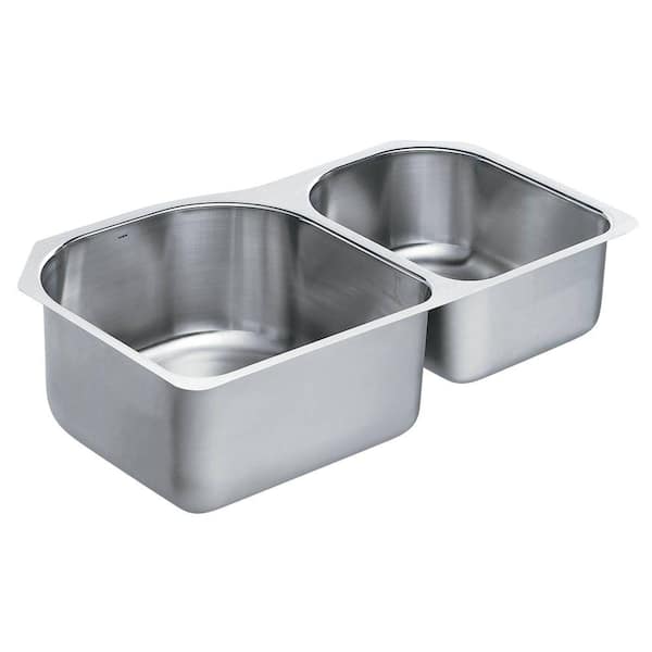 MOEN 1800 Series Undermount Stainless Steel 34.25 in. Double Bowl Kitchen Sink