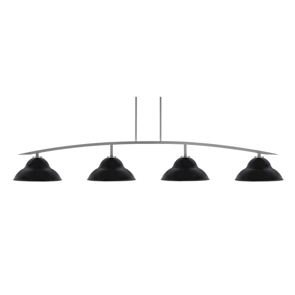 Siena 4-Light Graphite Billiard Light with 13 in. Matte Black Metal Shades 