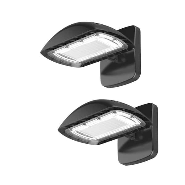 PROBRITE 350-Watt Equivalent Integrated Outdoor LED Flood Light with Wall Pack Mount, 5500 Lumens, Dusk to Dawn Light (2-Pack)
