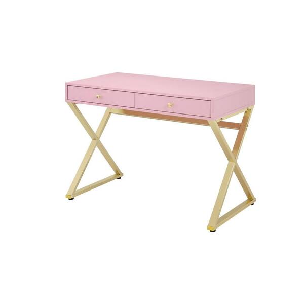 maocao hoom 42 in. Pink Wood Rectangular Simple Computer Desk with-Drawers