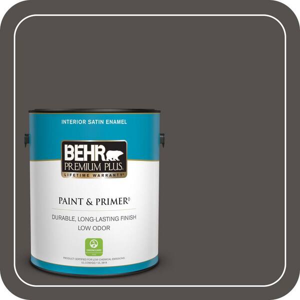 BEHR PREMIUM PLUS 1 gal. #790F-7 Dark Cavern Satin Enamel Low Odor Interior Paint & Primer