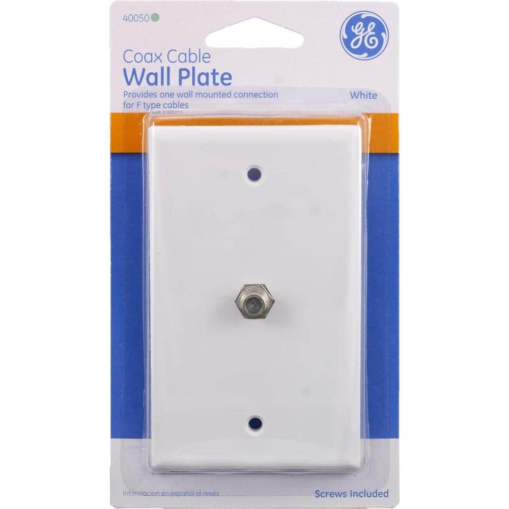 White Plastic Single-Gang Coaxial Wall Plate