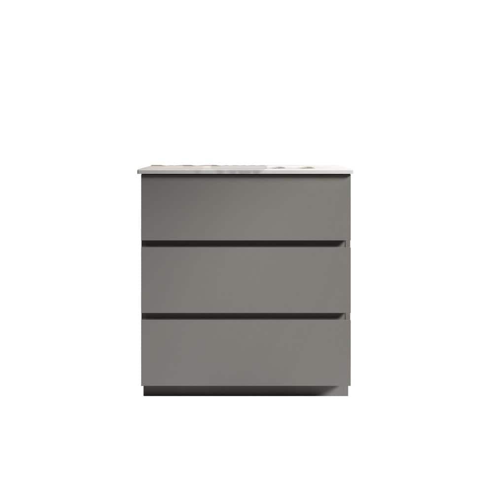 30 in. W Single Sink Freestanding Bath Vanity in Gray with White Ceramic Top Unassembled price history on PriceWatchPro