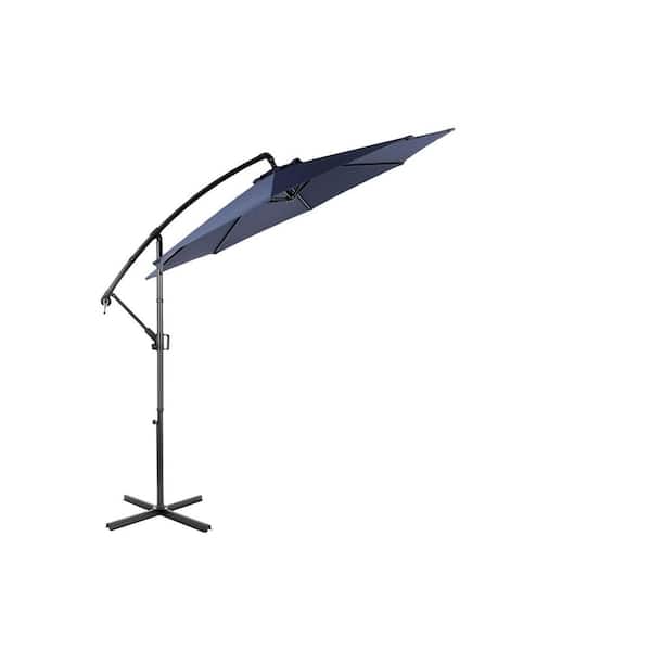 10 ft. Steel Crank Patio Umbrella in Navy Blue with Easy Tilt Adjustment, Polyester Shade, 8 Ribs (No Base)