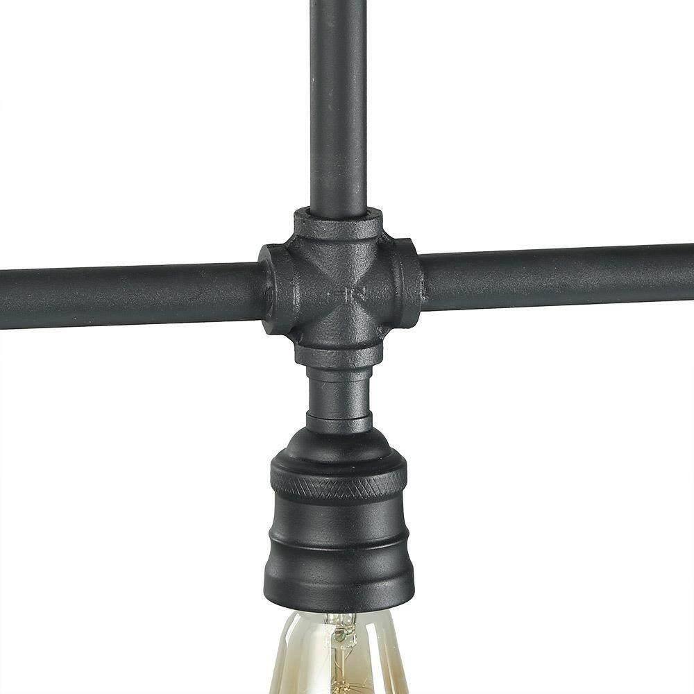Matte Black Industrial 4-Light Pipe Island Pendant
