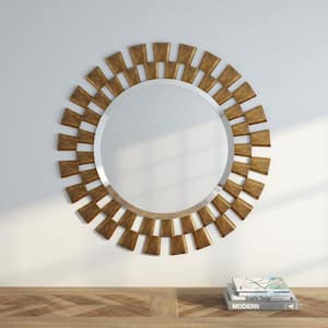 Medium Round Gold Beveled Glass Modern Mirror (36 in. H x 36 in. W)