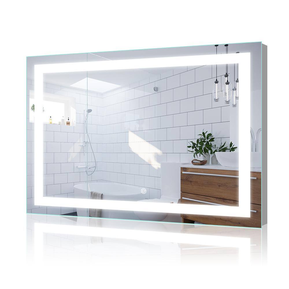 LED 48in. W x 36 in. H Rectangular Frameless Anti-Fog Wall Bathroom ...