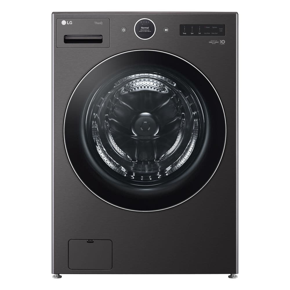 5.0 cu. ft. Stackable Smart Front Load Washer in Black Steel with ezDispense, AI Digital Dial, Steam and TurboWash360
