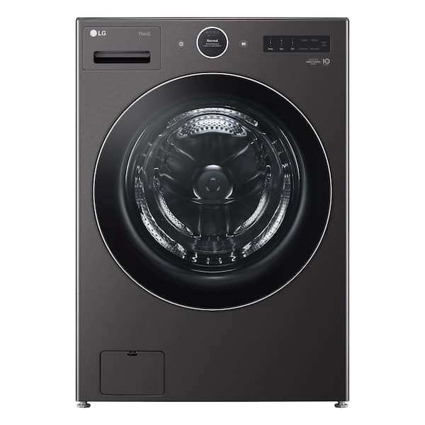 LG 5.0 cu. ft. Stackable Smart Front Load Washer in Black Steel with ezDispense, AI Digital Dial, Steam and TurboWash360