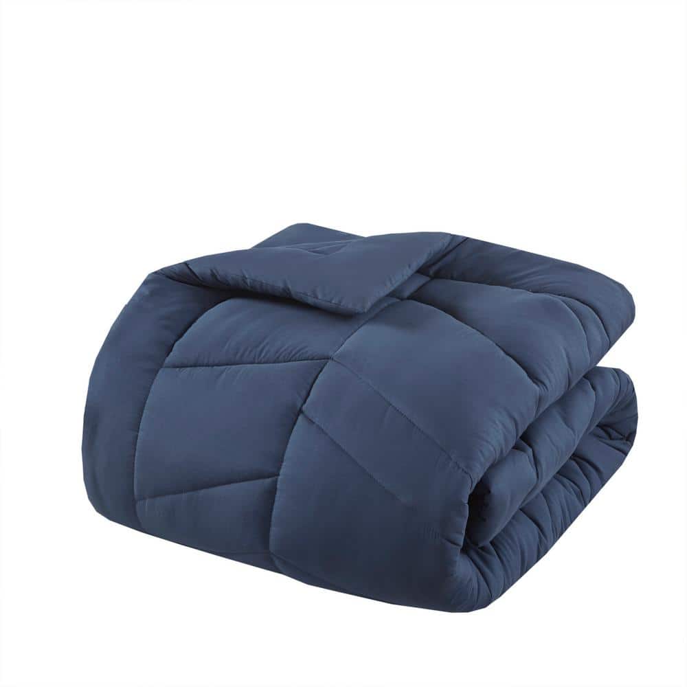 Navy Twin Reversible Microfiber Chevron Bedspread Set