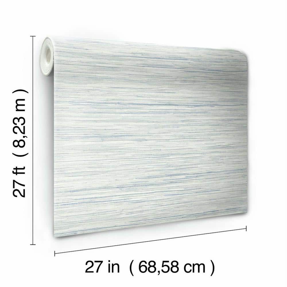 Blue Grasscloth Textured Pre-pasted Removable Wallpaper