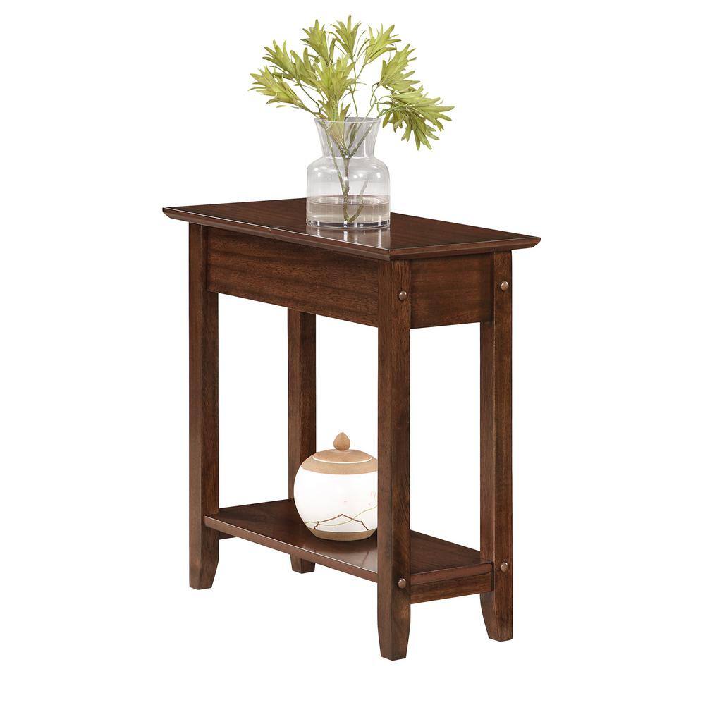Espresso MDF and Birch Veneer Flip Top End Table with Storage
