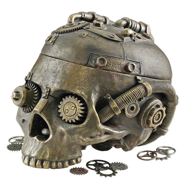 Design Toscano Steampunk Skull Containment Bronze Novelty Vessel