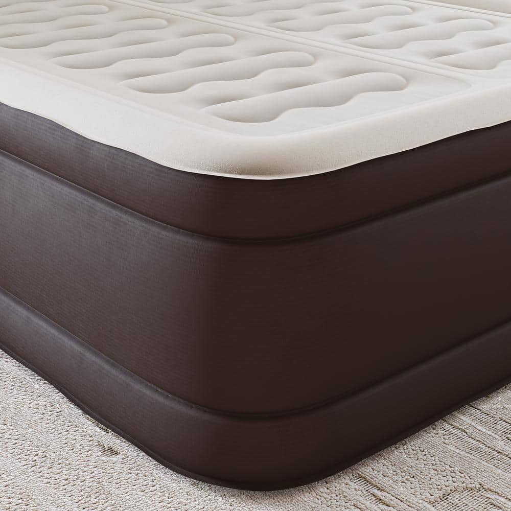 Duet 18" Queen Brown Vinyl Air Mattress with Built-in Pump