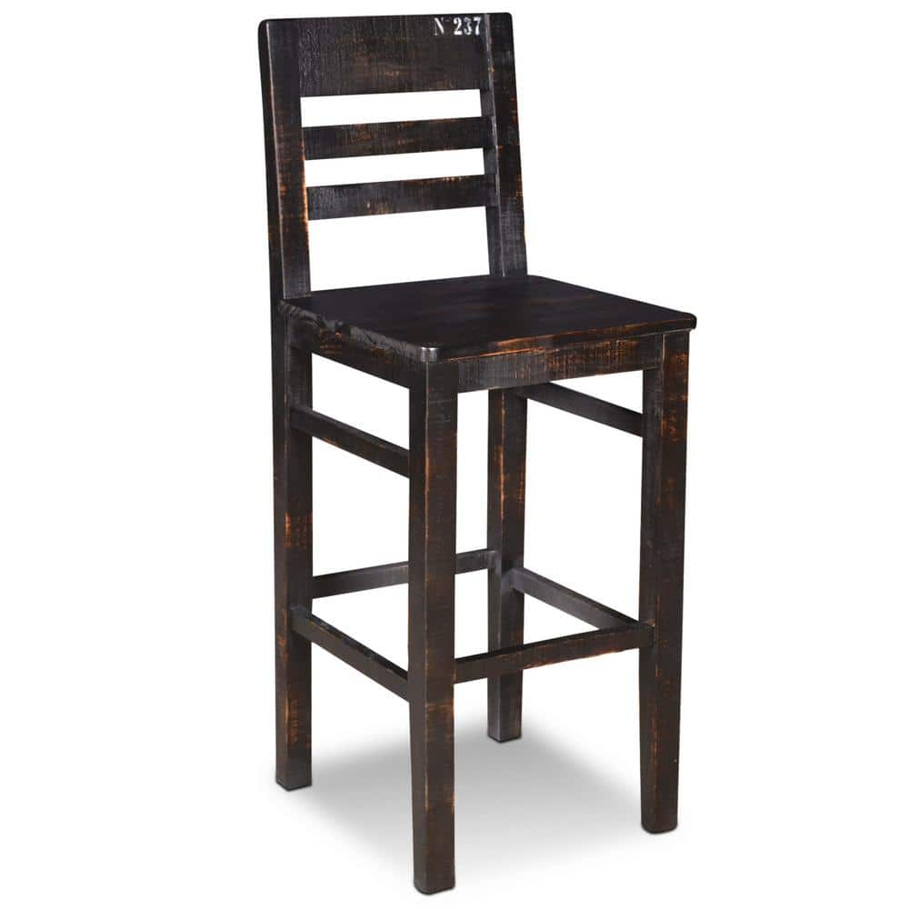 AndMakers Graphic 48 in. Distressed Black and White High Back Wood Frame 30 in. Bar Stool Set of 2 BH 8725 030 2 The Home Depot