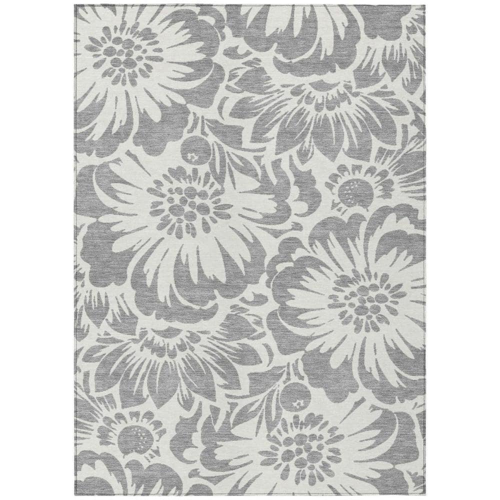 Gray and Ivory 10 ft. x 14 ft. Woven Floral Rectangle Indoor/Outdoor Area Rug price history on PriceWatchPro