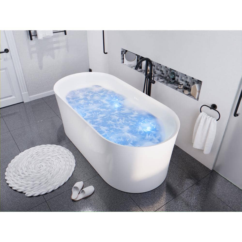 Jericho 67" Glossy White Acrylic Freestanding Jetted Bathtub