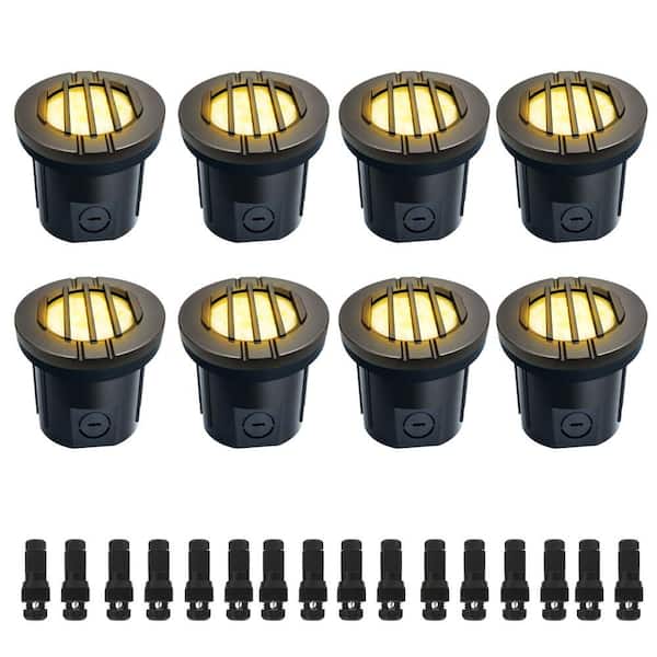 8-PACK Low Voltage 350 Lumens Bronze Outdoor Integrated LED In Ground Well Light With 3000K