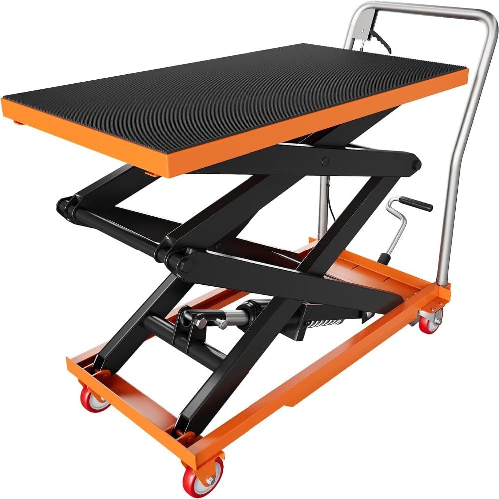 "Hydraulic Lift Table Cart, 330LBS Capacity 50"" Lifting Height, Manual Double Scissor Lift Table with Locking Wheels" price history on PriceWatchPro