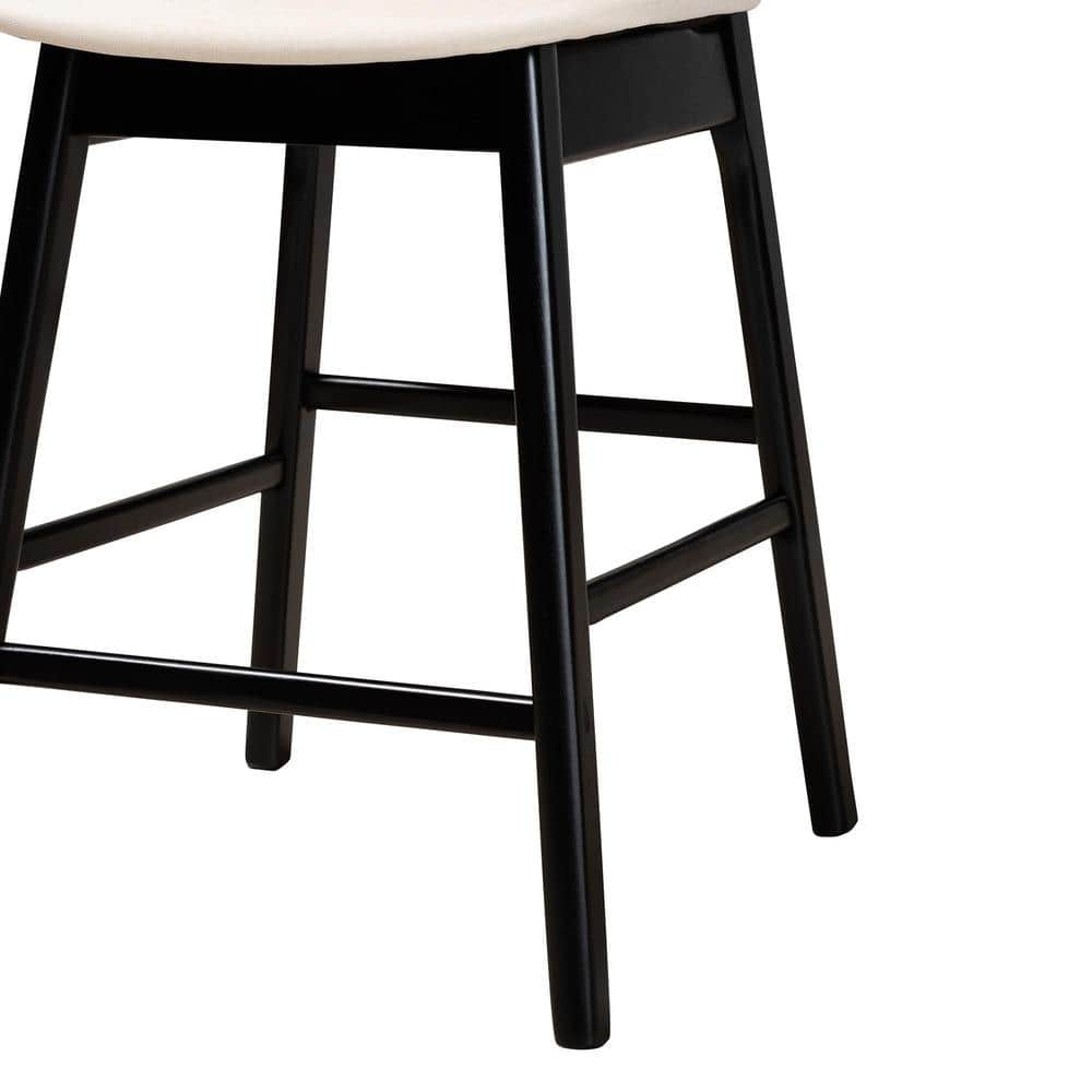 Cream and Black Woven Wood Counter Stools, Set of 2
