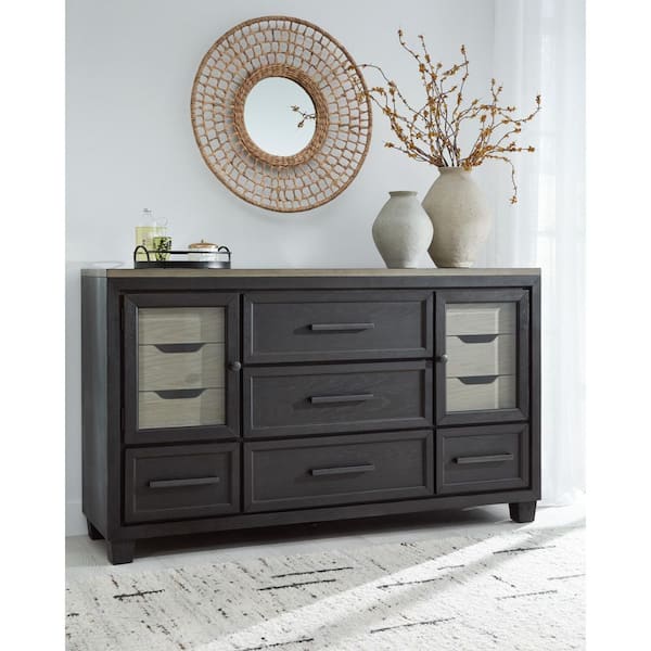 Foyland Black 11 Drawer 71 in. Dresser