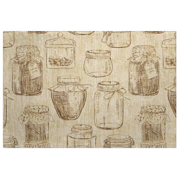 Dream Shag Premium Machine Washable Abstract ADS173 Beige 2 ft. x 3 ft. Accent Rug