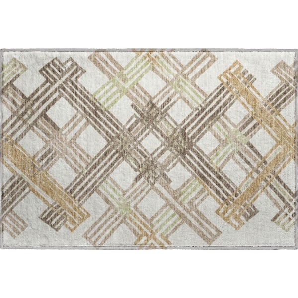 Mayfield Premium Machine Washable Abstract AMF2452 Ivory 2 ft. x 3 ft. Accent Rug