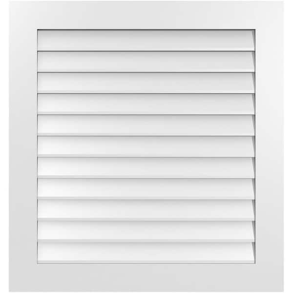 Ekena Millwork 34" x 36" Rectangular White PVC Paintable Gable Louver Vent Non-Functional