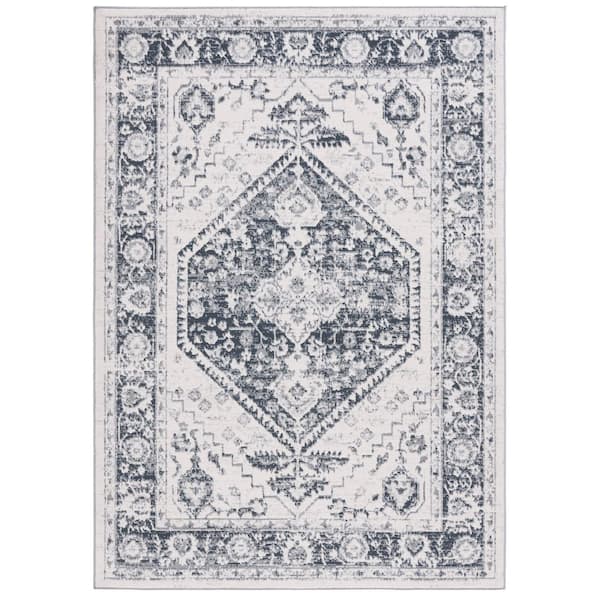 Odyssey 9 ft. x 12 ft. Ivory/Gray Distressed Border Area Rug