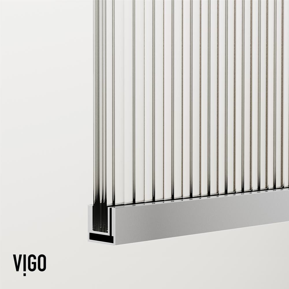 Zenith 34" x 74" Frameless Shower Screen with Fluted Glass in Black