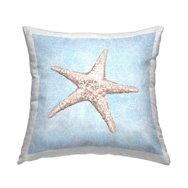 Stupell Industries Nautical Starfish Sea Life Blue Square Outdoor Throw Pillow