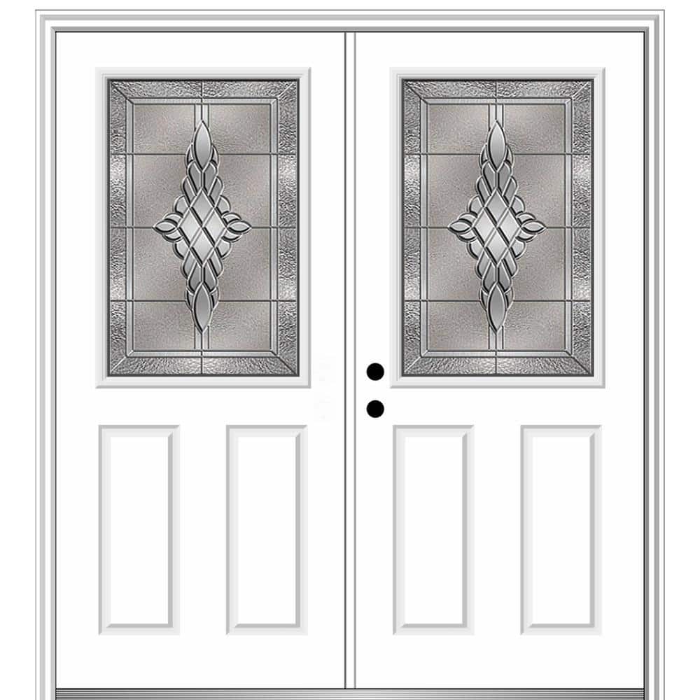 72 in. x 80 in. Grace Right-Hand Inswing 1/2-Lite 2-Panel Decorative Primed Steel Prehung Front Door on 6-9/16 in. Frame price history on PriceWatchPro
