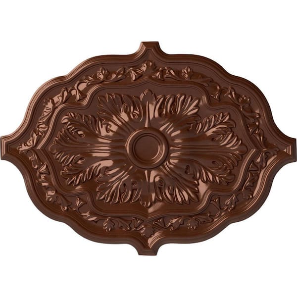 Ekena Millwork 36 in. W x 26 in. H x 1-1/2 in. Pesaro Urethane Ceiling Medallion, Copper Penny
