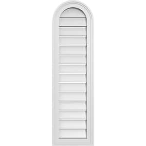 12" x 42" Round Top Surface Mount PVC Gable Vent: Functional with Brickmould Frame