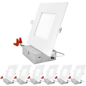 6 in. Ultra Thin Square Canless 5 Color Options Selectable CCT Remodel Integrated LED Recessed Light Kit (6-Pack)