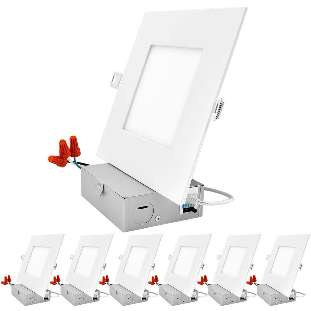 6 in. Ultra Thin Square Canless 5 Color Options Selectable CCT Remodel Integrated LED Recessed Light Kit (6-Pack) price history on PriceWatchPro