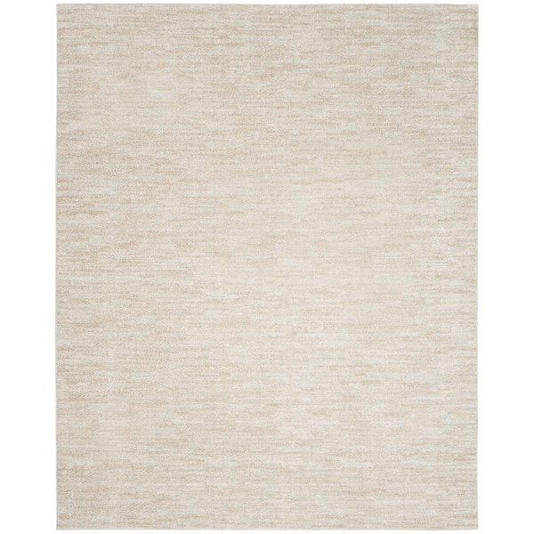Essentials 7 ft. x 10 ft. Ivory Beige Solid Contemporary Indoor/Outdoor Patio Area Rug