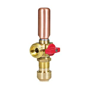 1/2 in. Push-Fit x 3/4 in. MHT Brass Washing Machine Replacement Valve with Hammer Arrestor Red- for Hot Water Supply