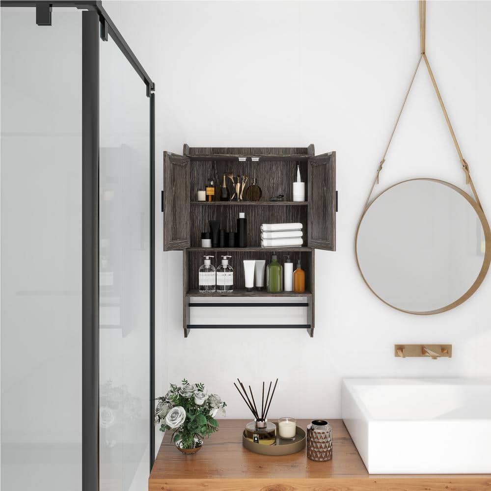 7.48 in. W x32.48 in. H Rectangular Gray Surface Mount Medicine Cabinet without Mirror with Towel Bar and Paper Holder price history on PriceWatchPro